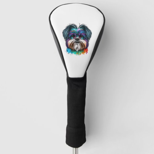 Colorful Kawaii Shorkie Nerd  2 Golf Head Cover