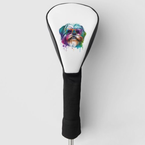 Colorful Kawaii Shorkie Nerd   Golf Head Cover