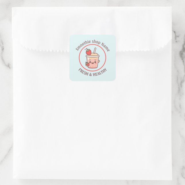 Colorful Kawaii Sweet yogurt Smoothies fruit Juice Square Sticker (Bag)