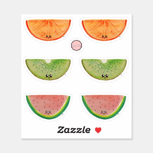 Colorful Kawaii Watercolor Fruits Sticker