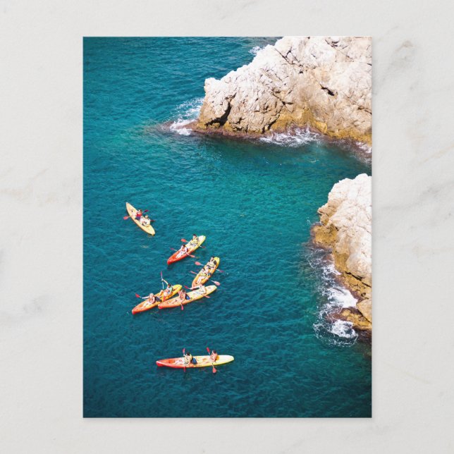 Colorful Kayaks on the Blue Adriatic Sea Postcard (Front)