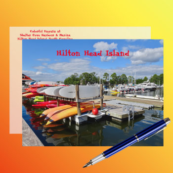 Colorful Kayaks Shelter Cove Marina Hilton Head Sc Postcard by Sozo4all at Zazzle