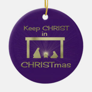 Colorful Keep Christ In Christmas Round Ornament