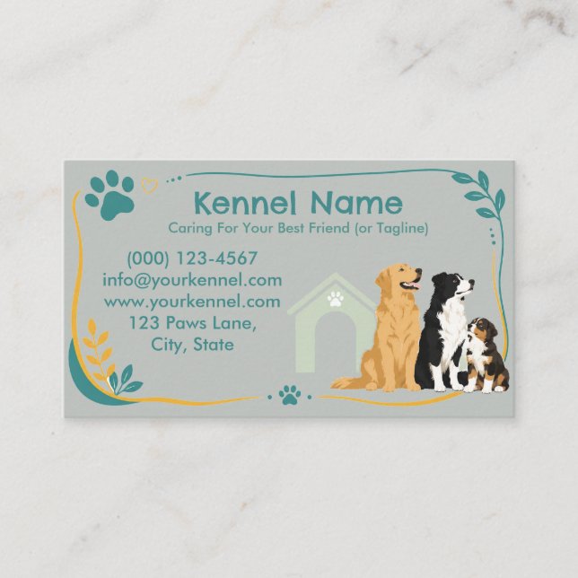 Colorful Kennel Customizable  Business Card (Front)