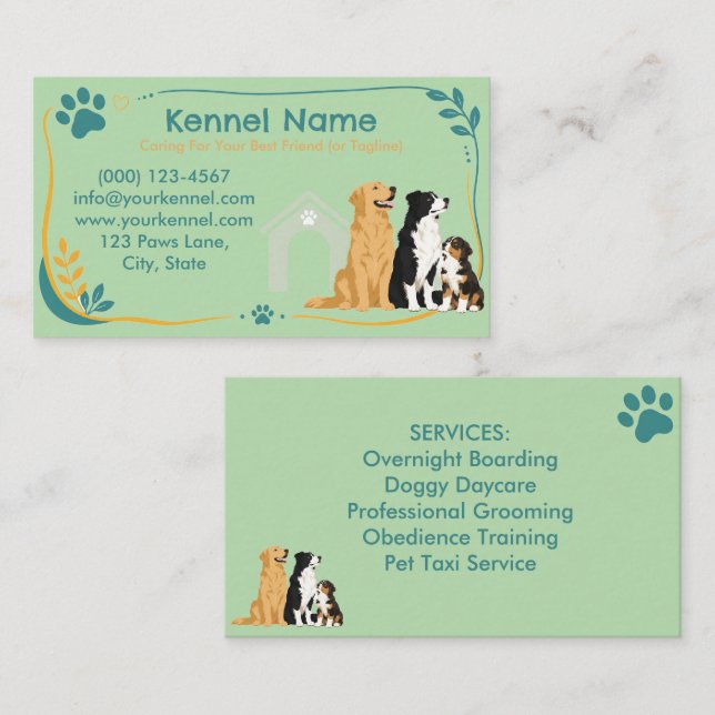 Colorful Kennel Customizable  Business Card (Front/Back)