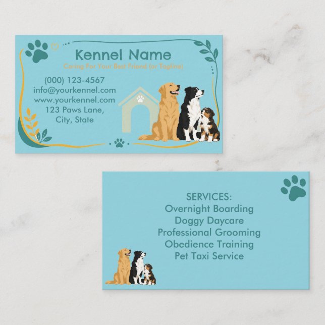 Colorful Kennel Customizable  Business Card (Front/Back)