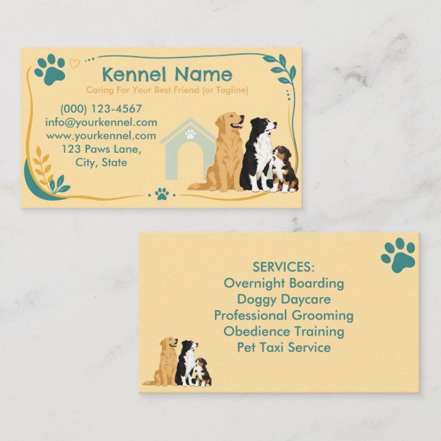 Colorful Kennel Customizable  Business Card (Front/Back)