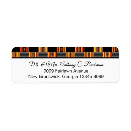 Colorful Kente Black Pinstripe K30 Return Address Label