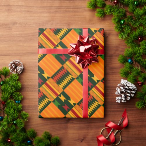 Colorful Kente Cloth Inspired Print  Wrapping Paper