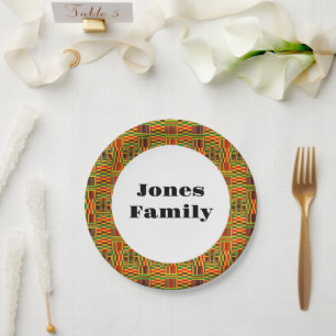 Colorful Kente Family Reunion Paper Plate