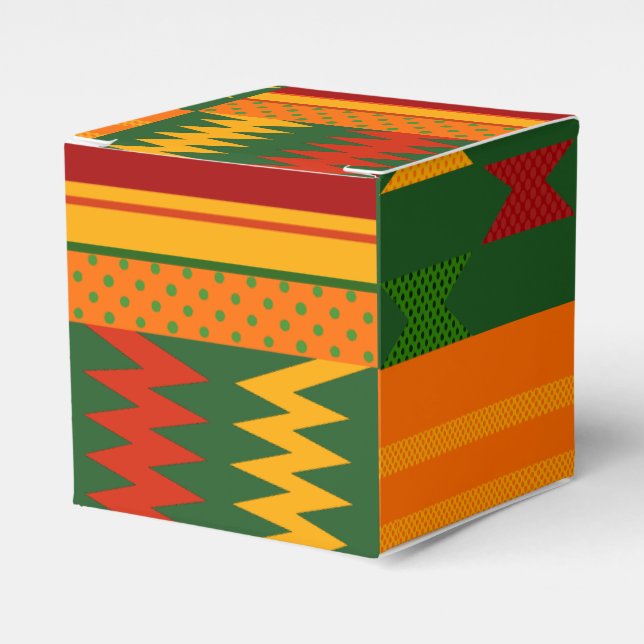 Colorful Kente Favor Box (Front Side)