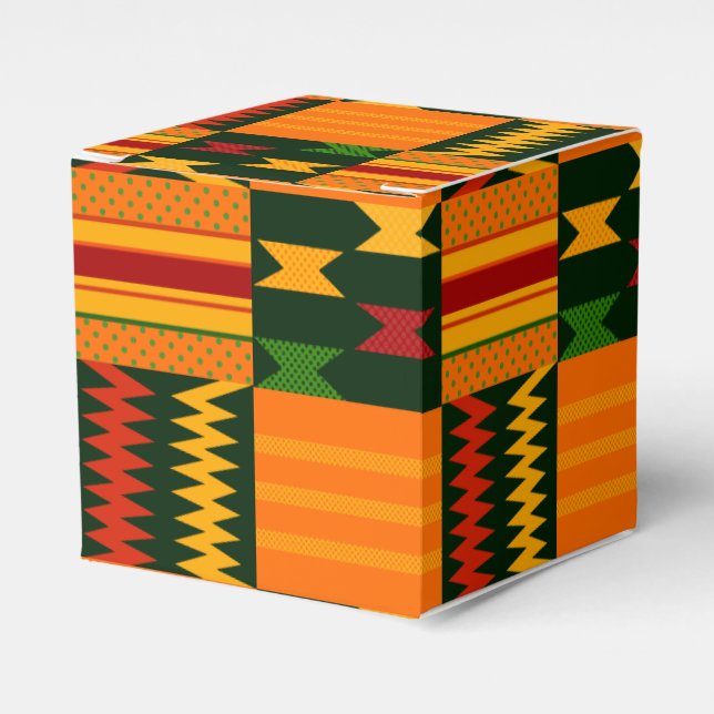 Colorful Kente Favor Box (Front Side)