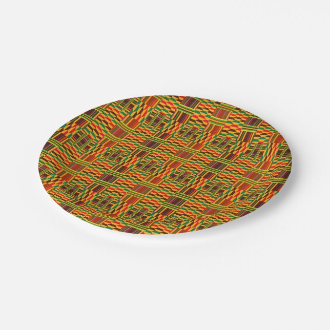 Colorful Kente Paper Plates (Angled)