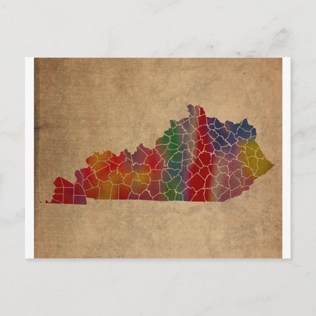 Colorful Kentucky Counties Art Postcard (Front)
