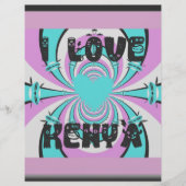 Colorful Kenya Love: Purple Cyan White Funny (Front)
