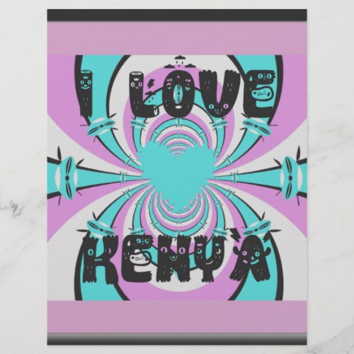 Colorful Kenya Love Purple Cyan White Funny