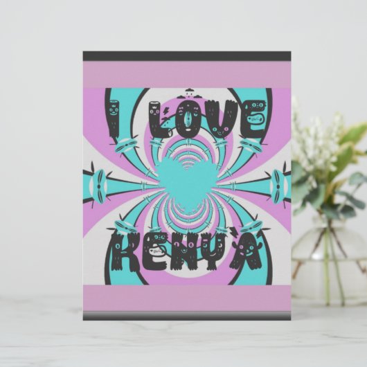 Colorful Kenya Love: Purple Cyan White Funny (Standing Front)