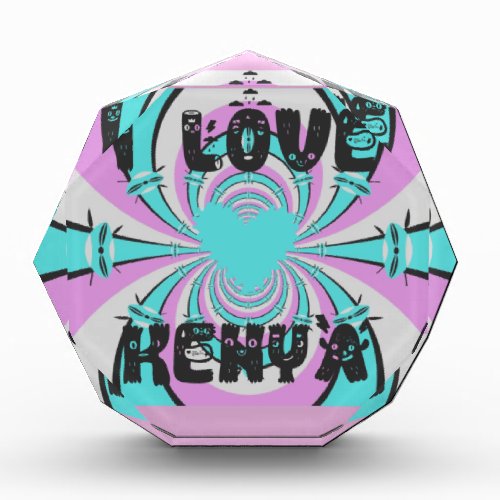 Colorful Kenya Love Purple Cyan White Funny Award