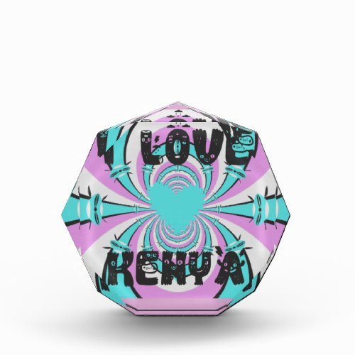 Colorful Kenya Love Purple Cyan White Funny Award