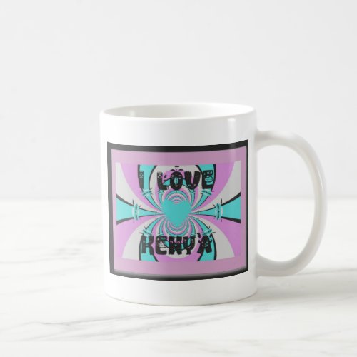 Colorful Kenya Love Purple Cyan White Funny Coffee Mug