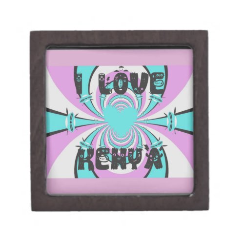 Colorful Kenya Love Purple Cyan White Funny Gift Box