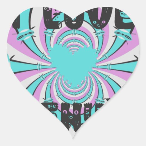 Colorful Kenya Love Purple Cyan White Funny Heart Sticker