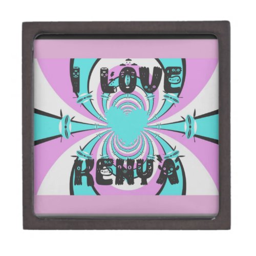 Colorful Kenya Love Purple Cyan White Funny Jewelry Box