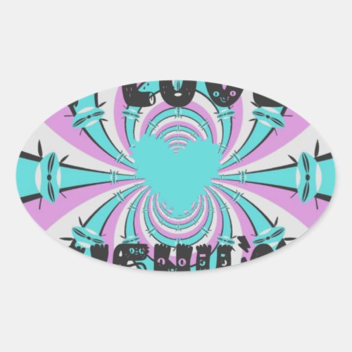 Colorful Kenya Love Purple Cyan White Funny Oval Sticker