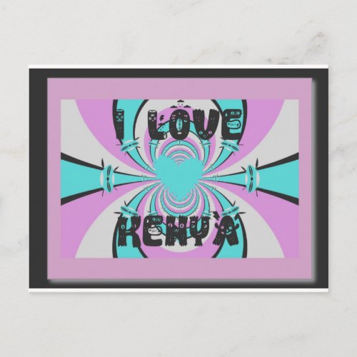 Colorful Kenya Love Purple Cyan White Funny Postcard