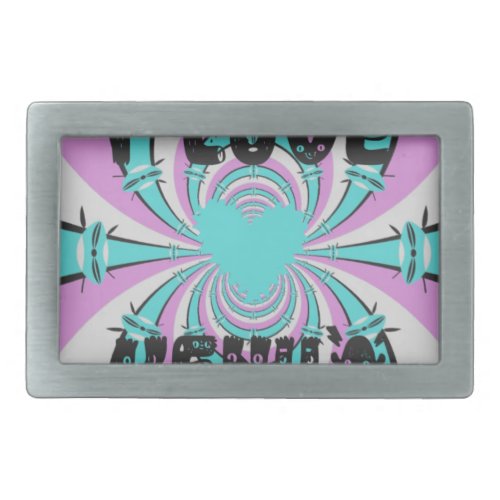 Colorful Kenya Love Purple Cyan White Funny Rectangular Belt Buckle