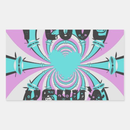 Colorful Kenya Love Purple Cyan White Funny Rectangular Sticker