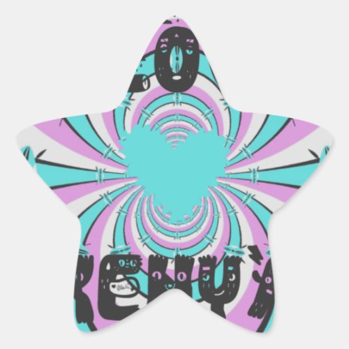 Colorful Kenya Love Purple Cyan White Funny Star Sticker