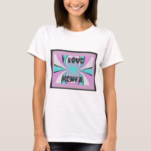 Colorful Kenya Love Purple Cyan White Funny T_Shirt