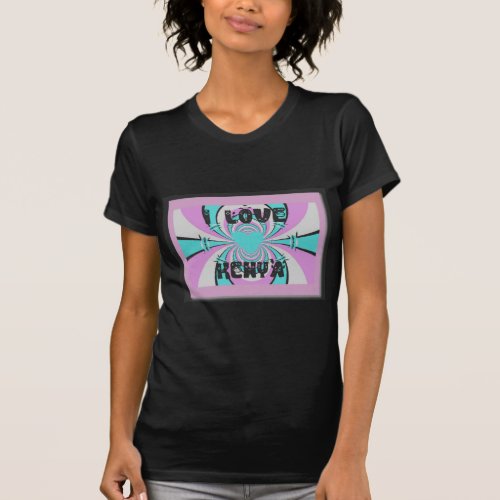 Colorful Kenya Love Purple Cyan White Funny T_Shirt