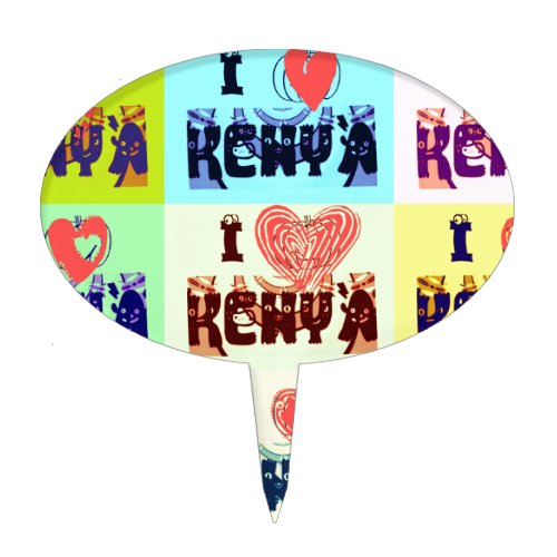 Colorful Kenya Vibrant I Love Kenya Pop Art Vector Cake Topper