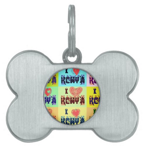 Colorful Kenya Vibrant I Love Kenya Pop Art Vector Pet Tag