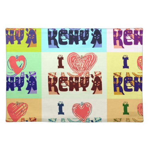 Colorful Kenya Vibrant I Love Kenya Pop Art Vector Placemat