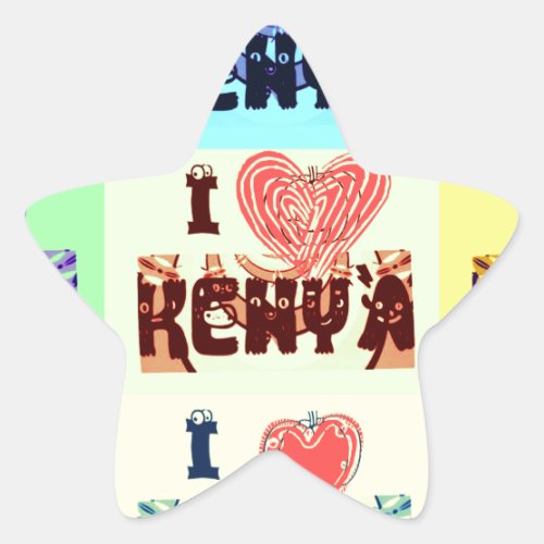 Colorful Kenya Vibrant I Love Kenya Pop Art Vector Star Sticker