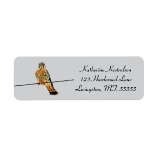 Colorful Kestrel on a Powerline Return  Label