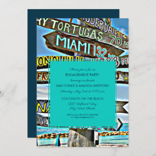 Colorful Key West Engagement Party Invitation