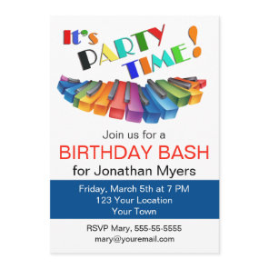 Colorful Keyboard Birthday Party Invitation