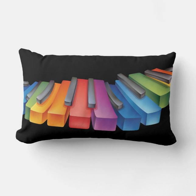 Colorful Keyboard Cool Music Lumbar Pillow (Front)