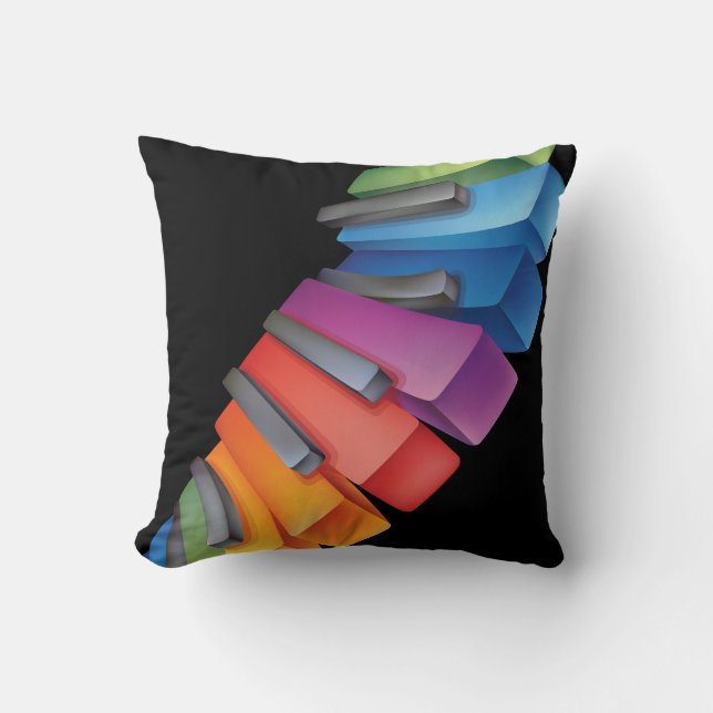 Colorful Keyboard Cool Music Throw Pillow (Front)