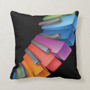 Colorful Keyboard Cool Music Throw Pillow