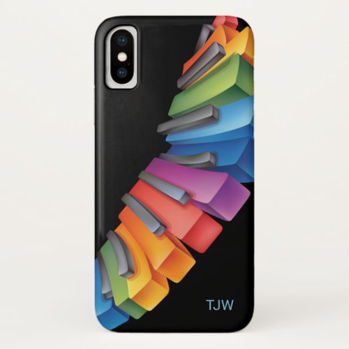 Colorful Keyboard Cool Music with Monogram iPhone XS Case