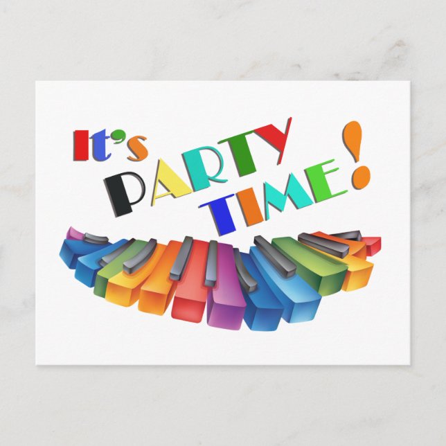 Colorful Keyboard Easy Party Invites (Front)