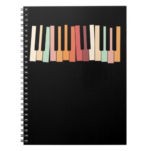 Colorful Keyboard Piano Keys Retro Pianist Notebook