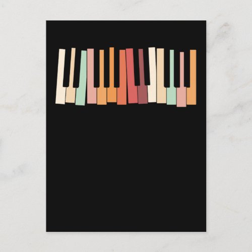 Colorful Keyboard Piano Keys Retro Pianist Postcard