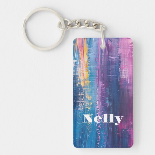 colorful Keychain Acryl painting style with name