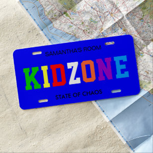 Colorful Kid Zone License Plate
